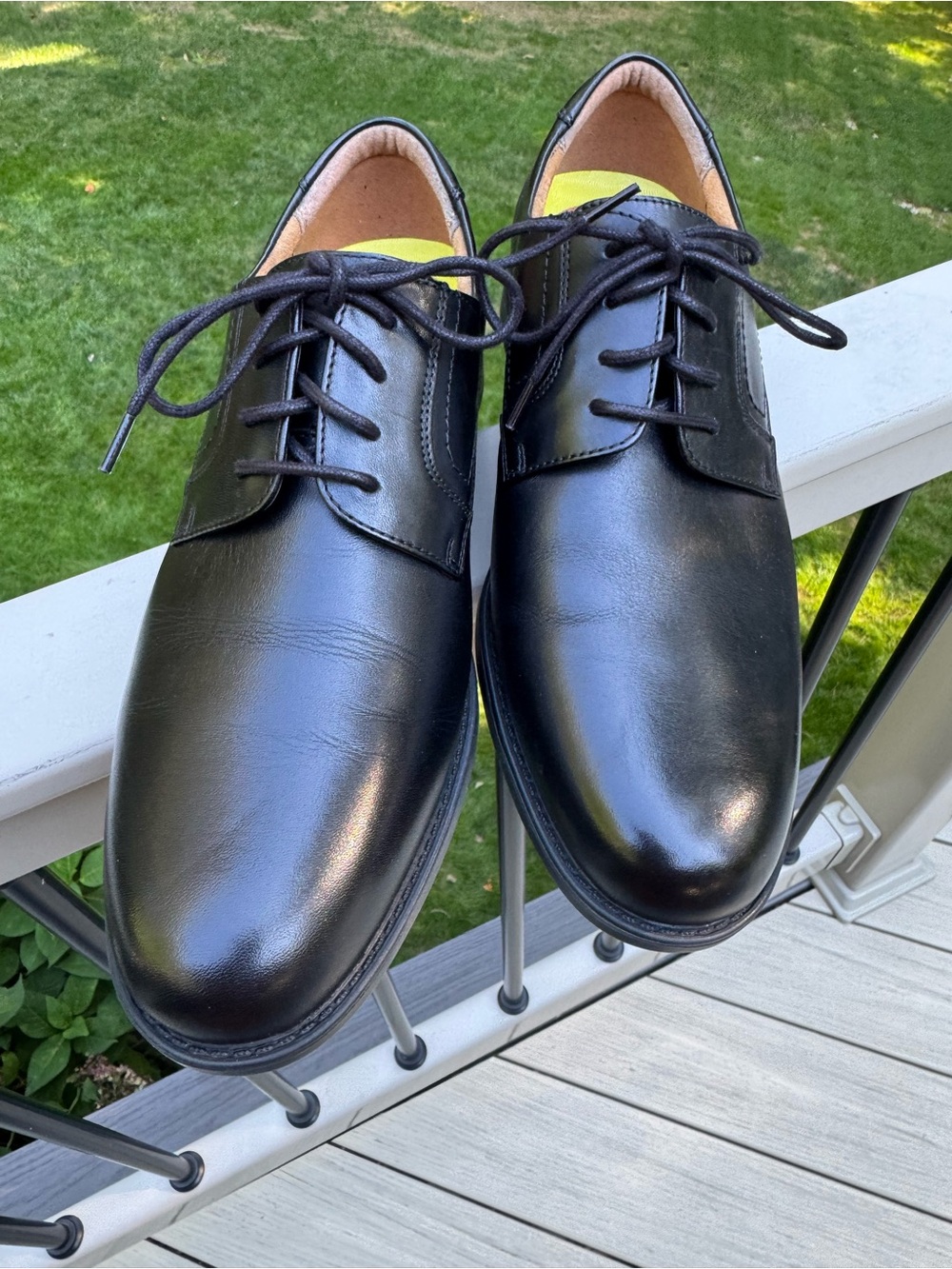 Florsheim Black Leather Plain-Toe Derby Dress Shoes NEW Sz. 8.5 D Mens